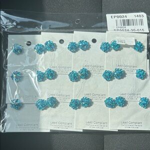 Blue Iridescent Cluster Stud Earrings - Multiple Pairs 12pk